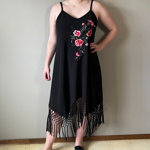 Michel Studio embroidered fringe tassle dress - Picture 1 of 7